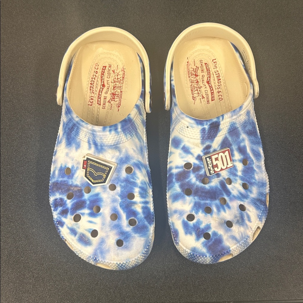 Levi's Blue and White Clogs